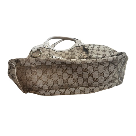 GUCCI Beige/White GG Canvas Medium Sukey Tote Bag - Picture 8 of 11